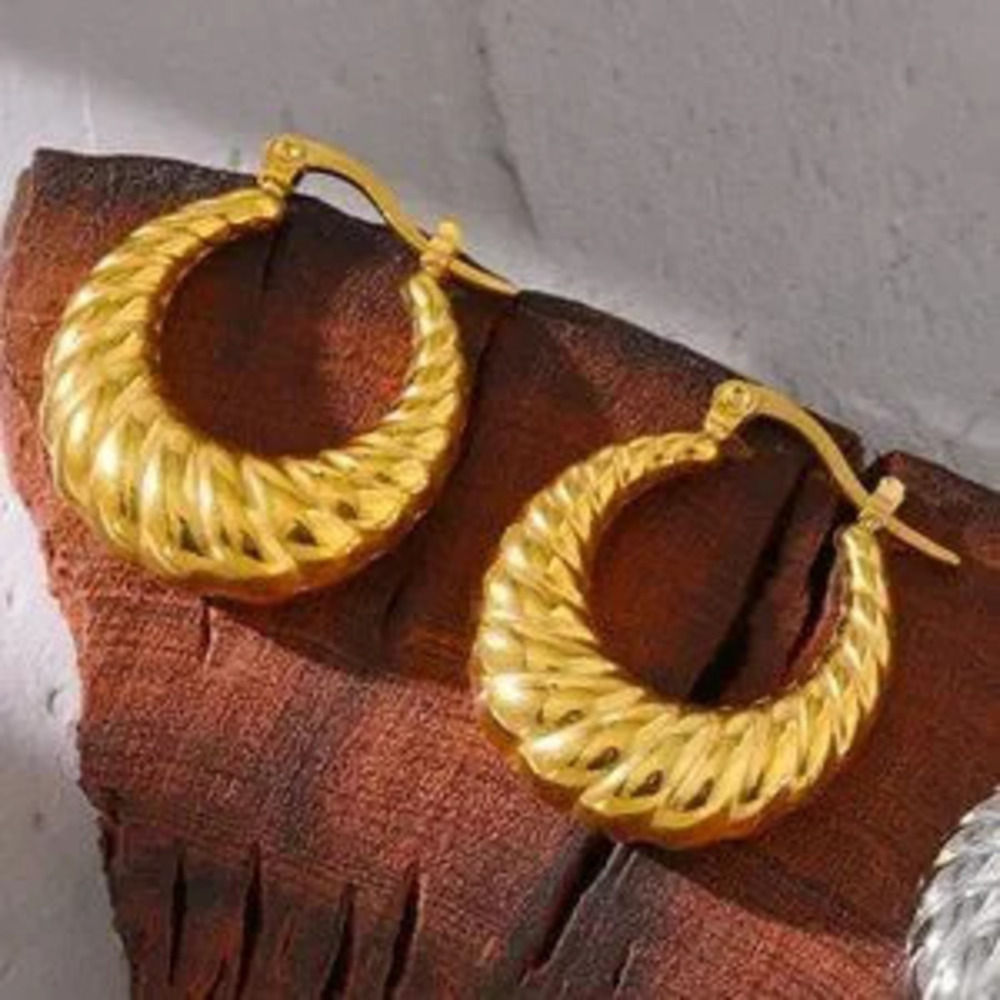 18K Gold Plated Croissant Hoop Earrings